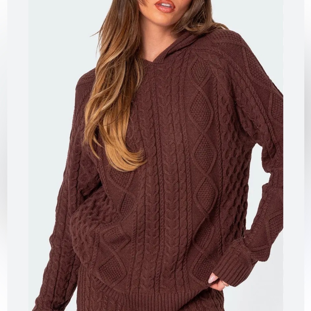 Edikted Jelena Cable Knit Sweater‎ Hoodie Size Small